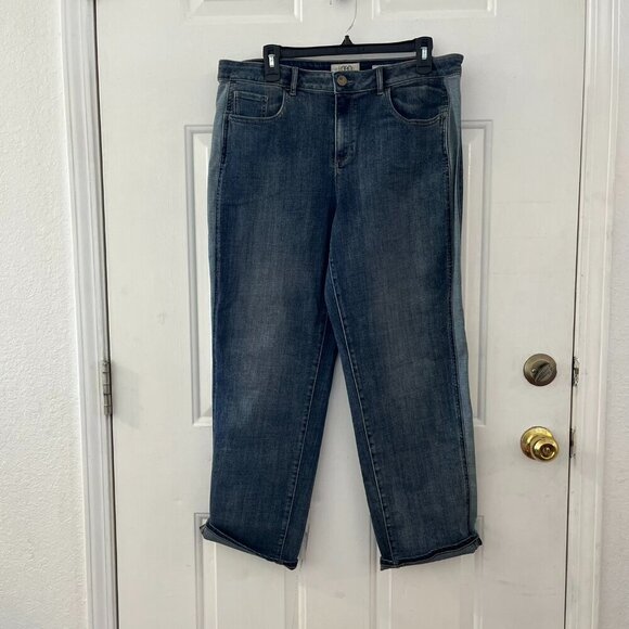 Logo Woman's Stretch Plus-Size Side Panel High-Rise Boyfriend Jeans Sz 16 - Picture 1 of 6